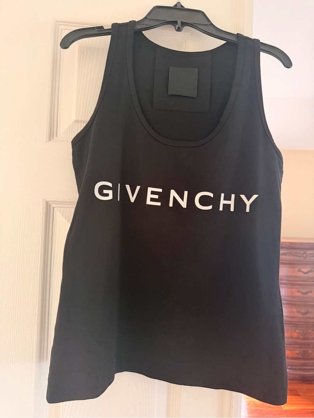 Givenchy Black Logo Tank Top with White Lettering